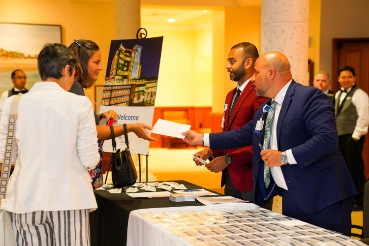 physicians at a recruitment event